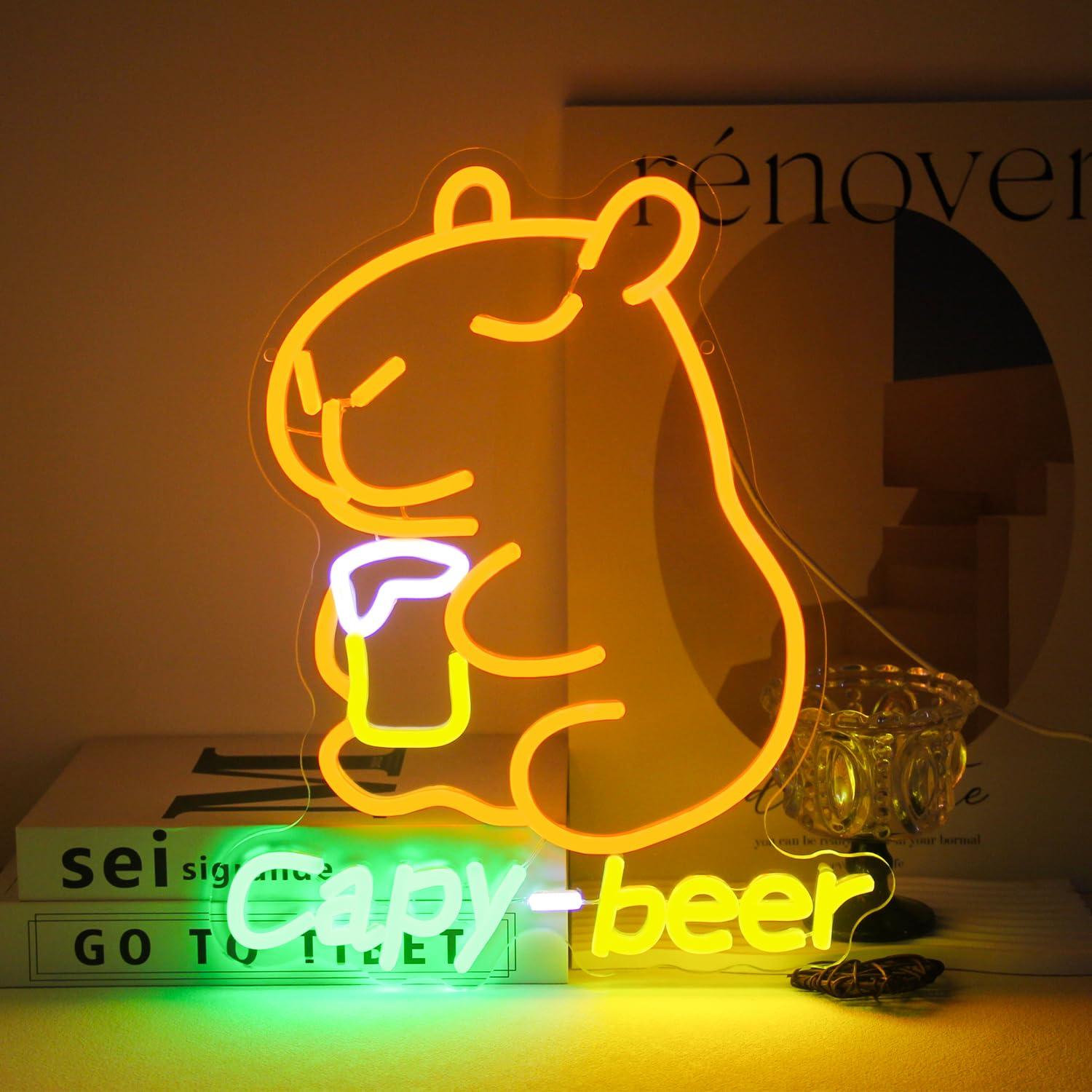 Home Bar Lounge - Kapibara Bira Neon Tabelası, USB ile